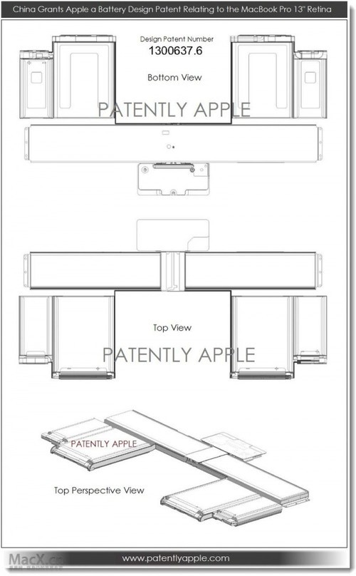 蘋果在中國獲得Retina屏MBP電池專利 